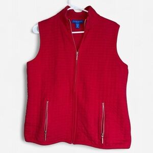 Karen Scott Buisness casual Sport Red quilted Full Zip Vest With Pockets  Medium